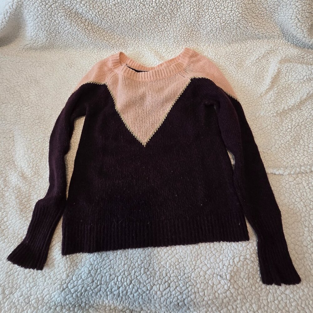 🧶 Princess Vera Wang Pink & Plum Colorblock Chevron Sweater - large